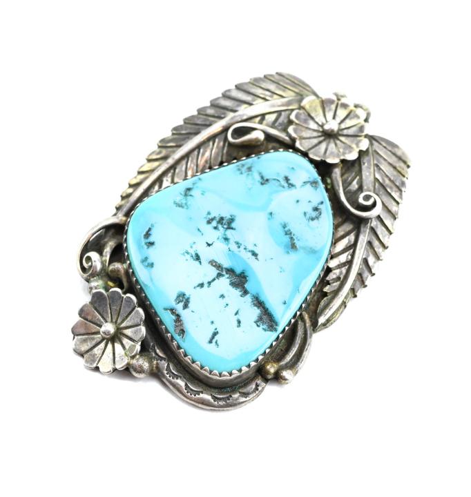 Vintage Native American Sterling Turquoise Pendant (1 of 6)