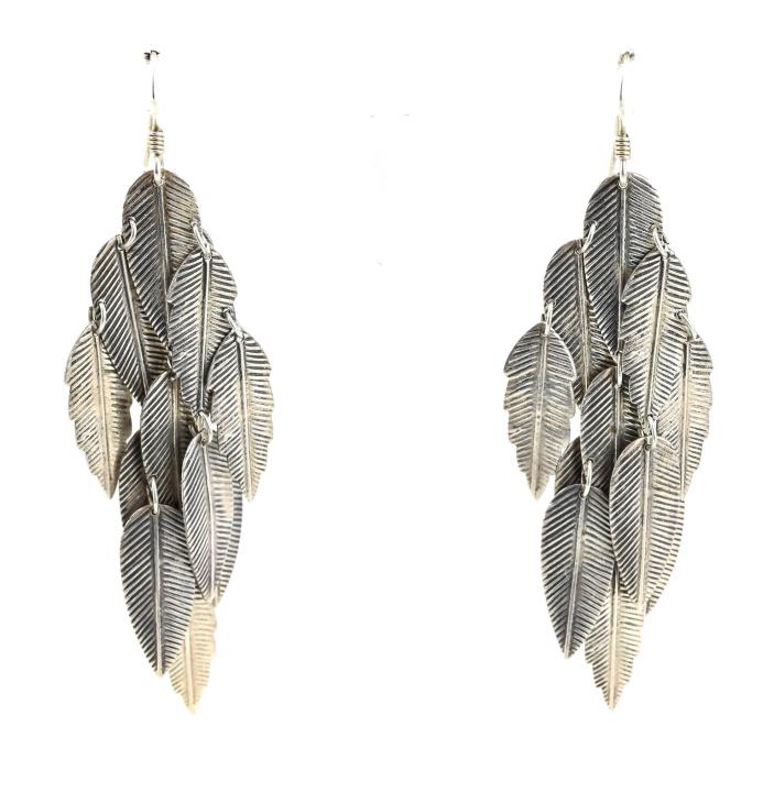 Native American Sterling Feather Design Earrings (1 of 6)