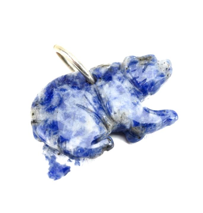 Native American Sterling & Jasper Bear Pendant: Native American Sterling Silver & Jasper Bear Necklace Pendant. Measures 1.5 inches in width. From a single owner lifetime collection of Native American jewelry.