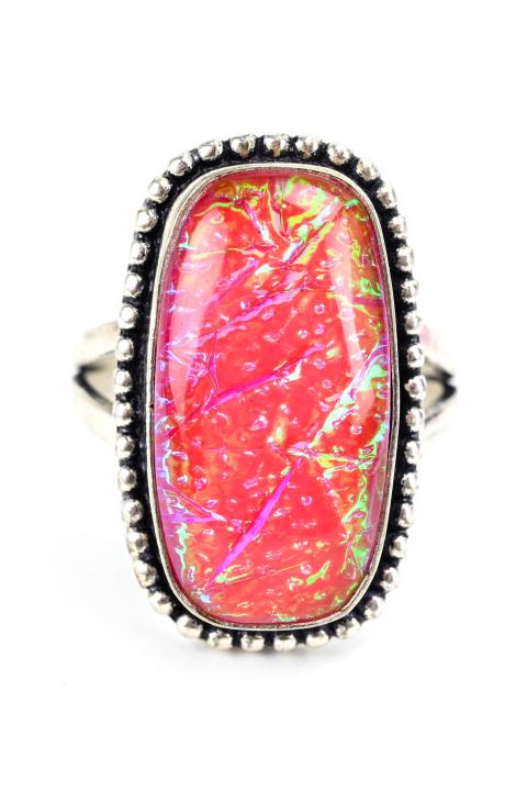Native American Style Sterling & Opal Glass Ring (1 of 7)