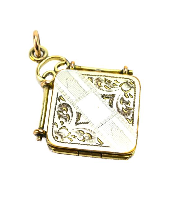 Antique Two Tone Gold Filled Locket Pendant (1 of 7)