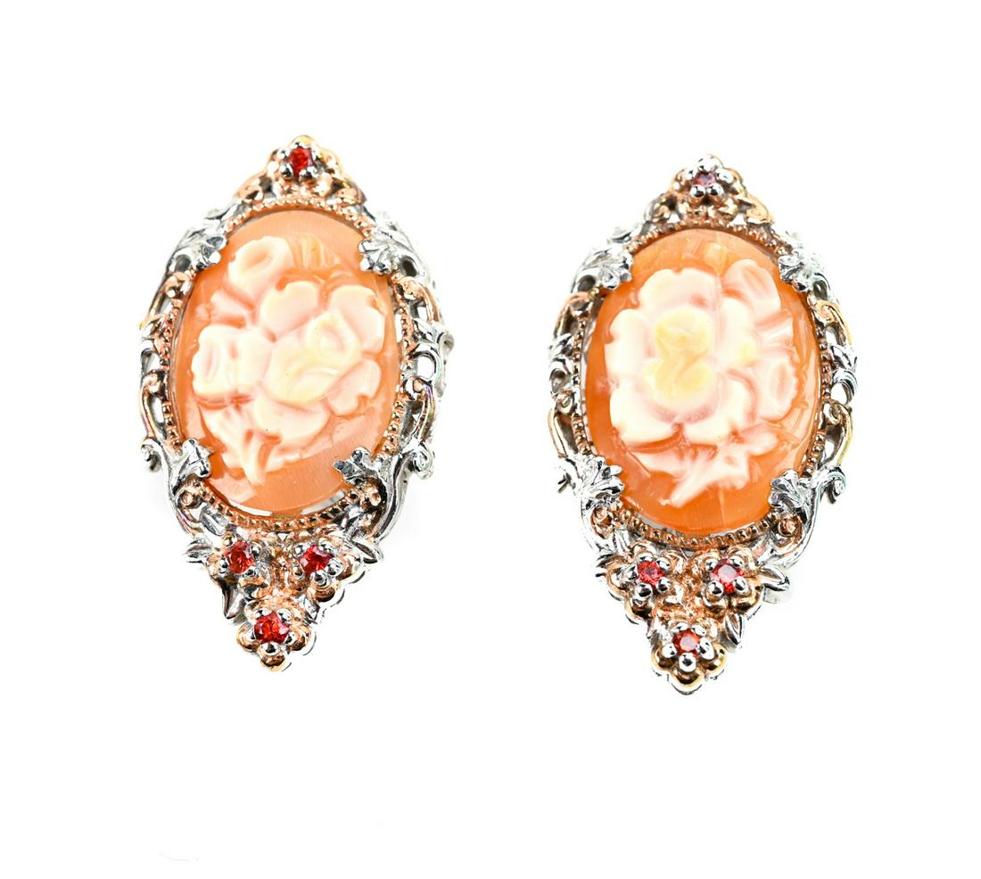 Pair Sterling Silver & Italian Shell Cameo Earring (1 of 5)
