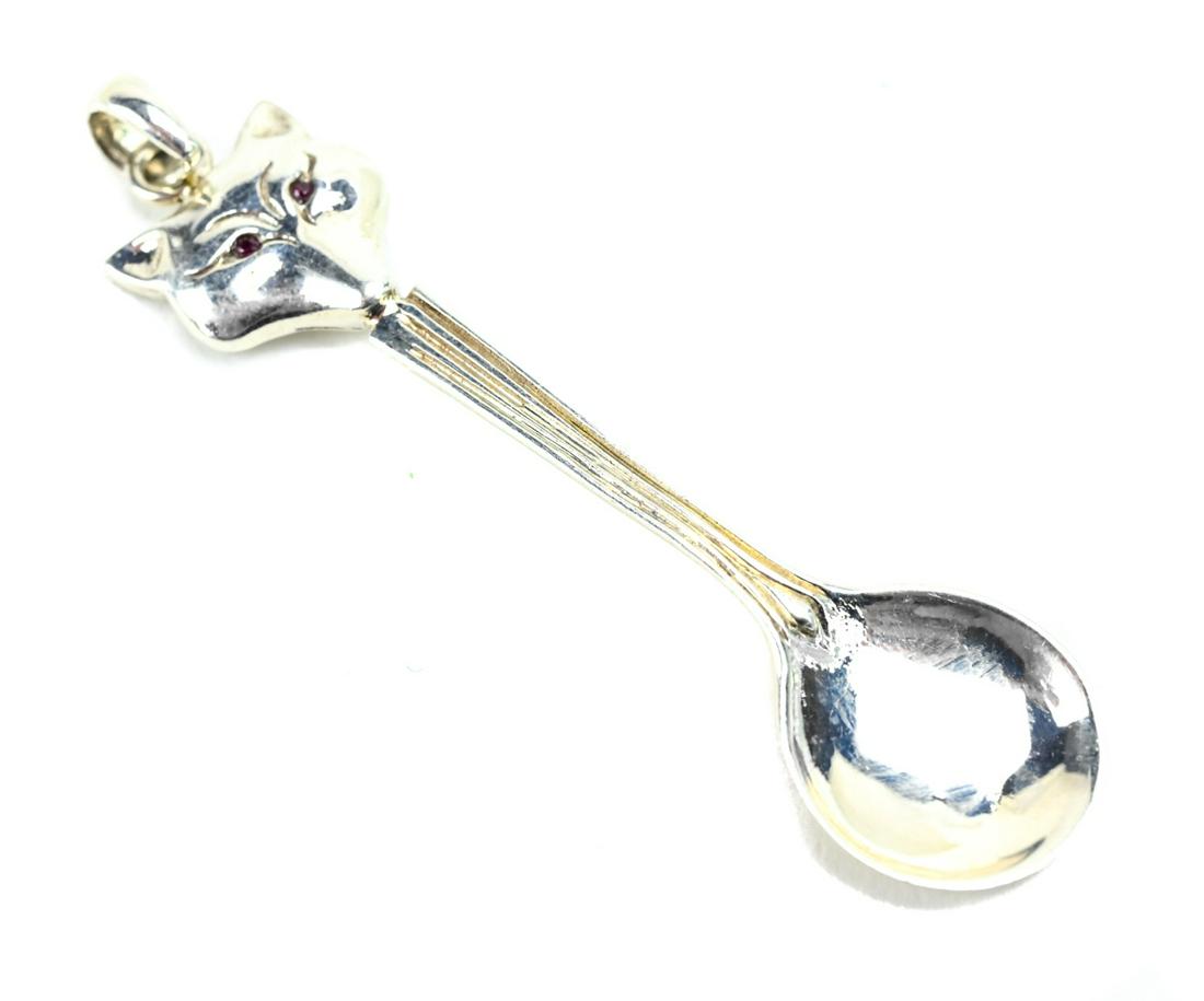 Sterling Silver Fox Head Snuff Spoon Pendant (1 of 6)