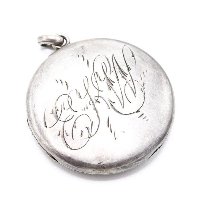 Large Antique Sterling Silver Locket Pendant (1 of 5)