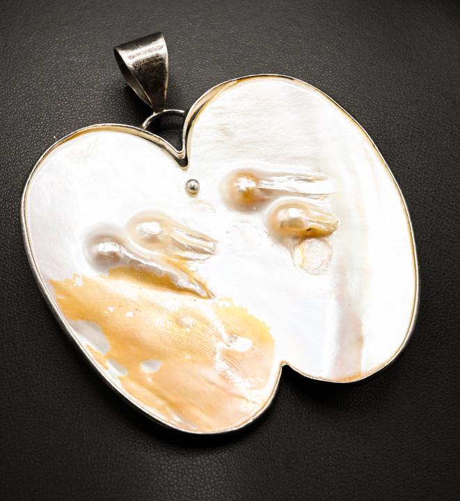 Sterling & Mother of Pearl w Baroque Pearl Pendant (1 of 7)