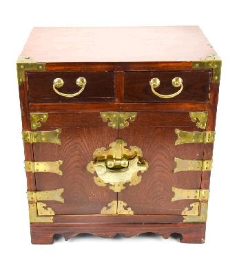 Asian Carved Rosewood Jewelry Box w Brass Hardware (1 of 4)