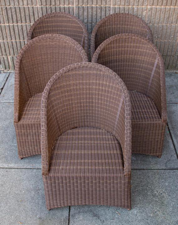 Set 6 Outdoor Wicker Barrel Back  Armchairs (1 of 7)