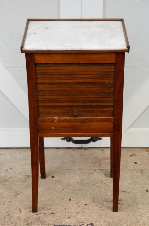 Bedside Table with Marble Top and Tambour Door (1 of 6)