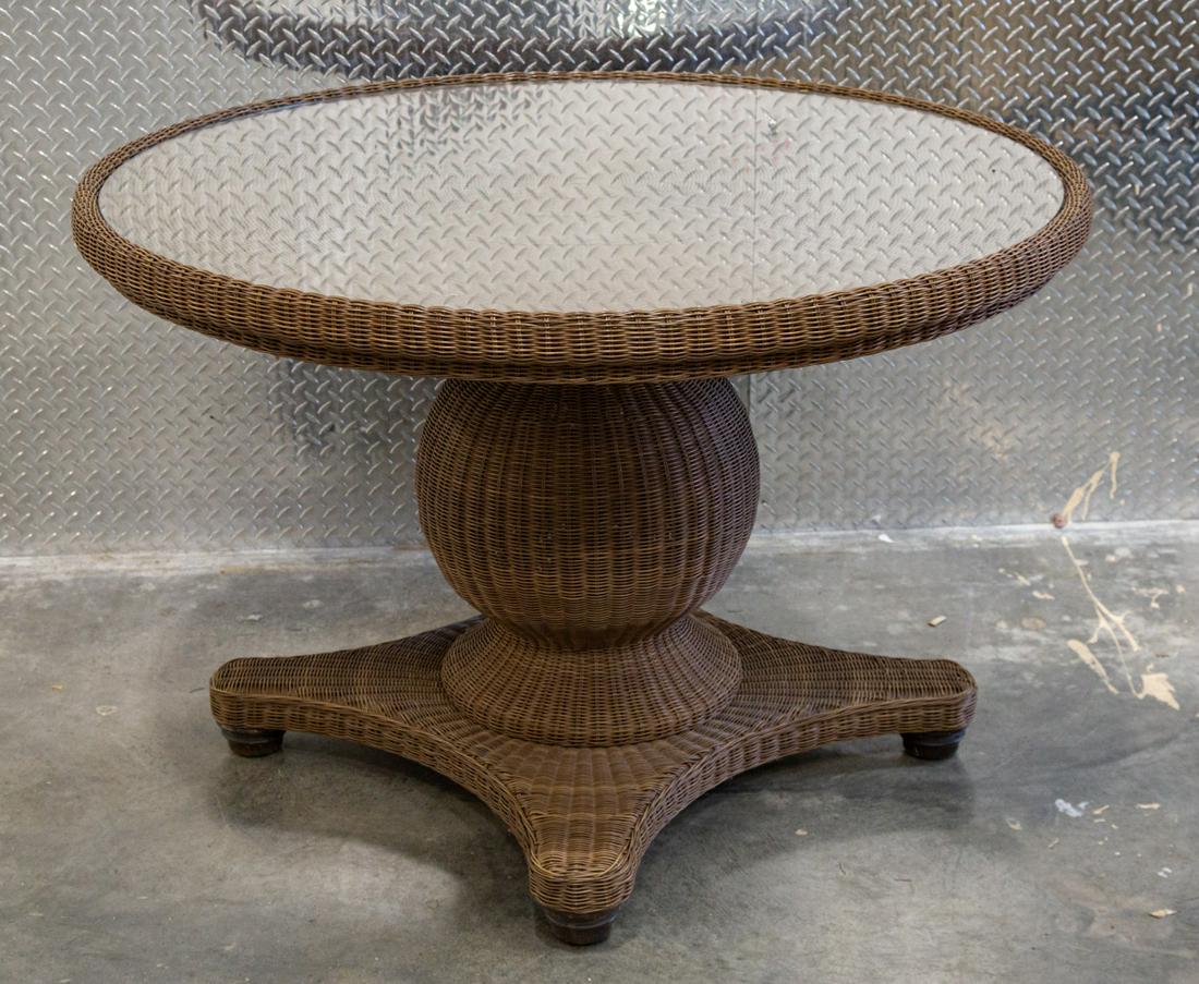 Plantation Style Outdoor Wicker Round Dining Table (1 of 6)