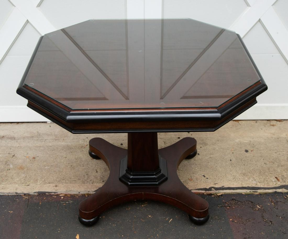 Mahogany Octagonal Pedestal  Hall Table with Glass (1 of 6)