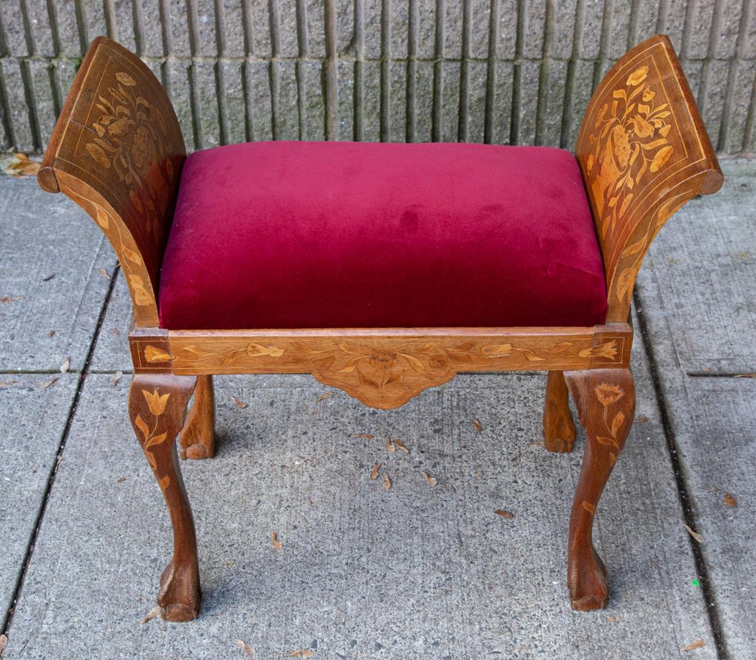 Dutch Marquetry Upholstered Window Bench (1 of 7)