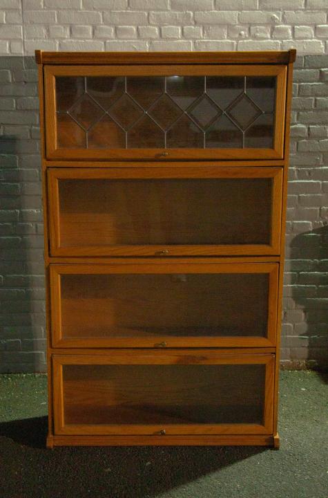 Vintage Oak Wood Barrister Style Glass Bookcase (1 of 5)