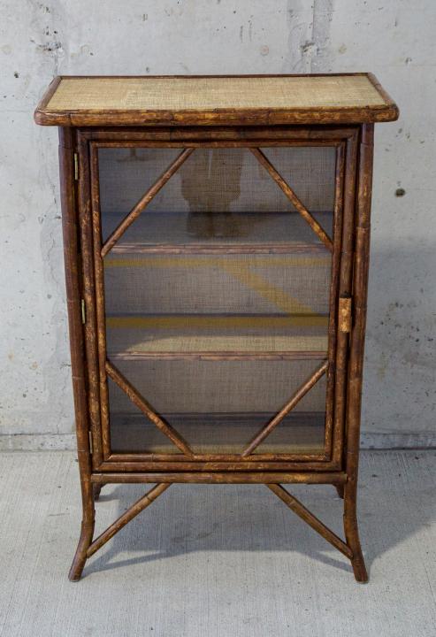 Victorian Bamboo & Rattan Cabinet w Glass Door (1 of 7)