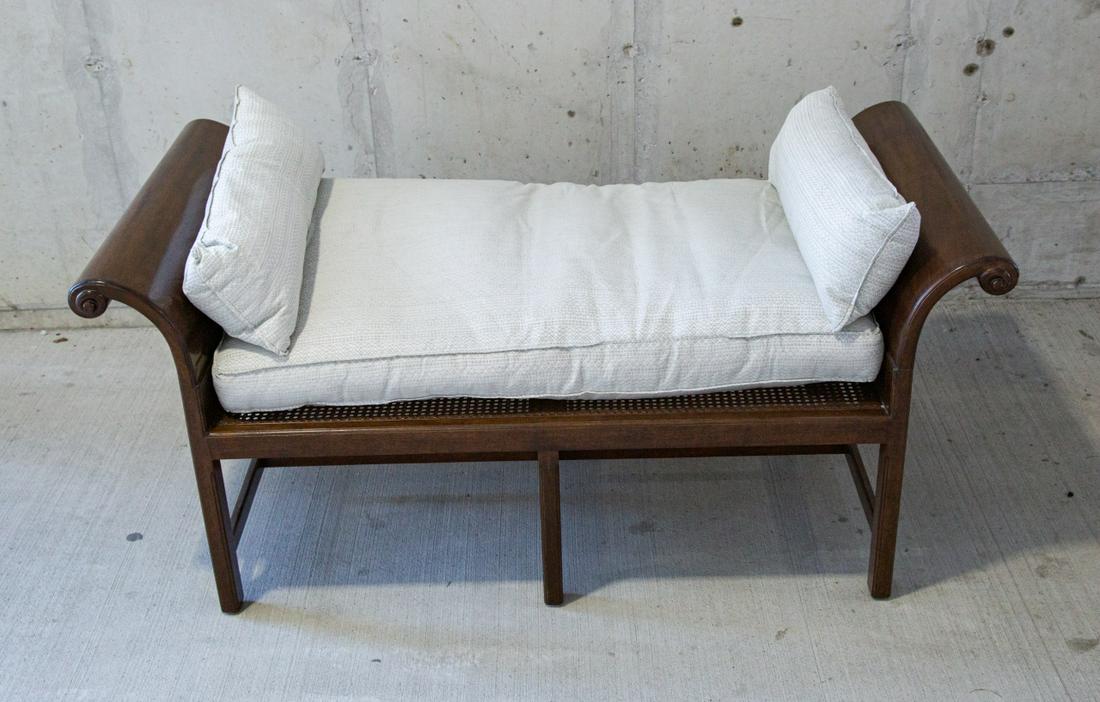Antique Figaro Scroll-Arm Bench with Cushion (1 of 7)
