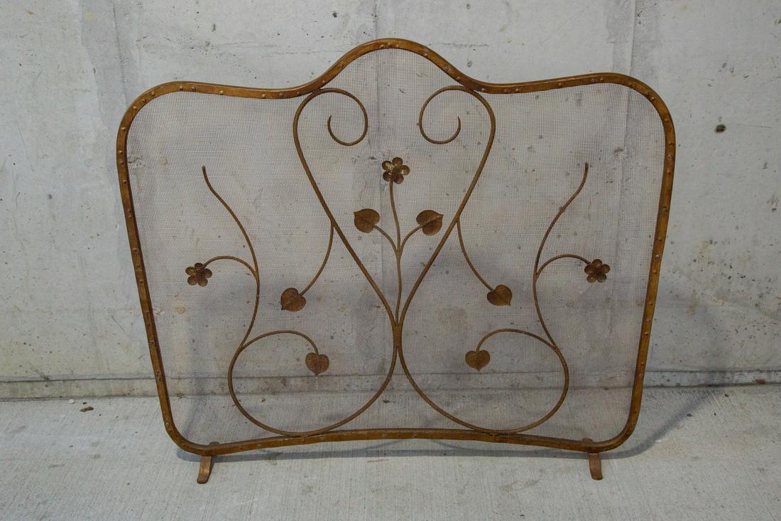 Single Panel Arched Gold Finish Fire Place Screen (1 of 6)