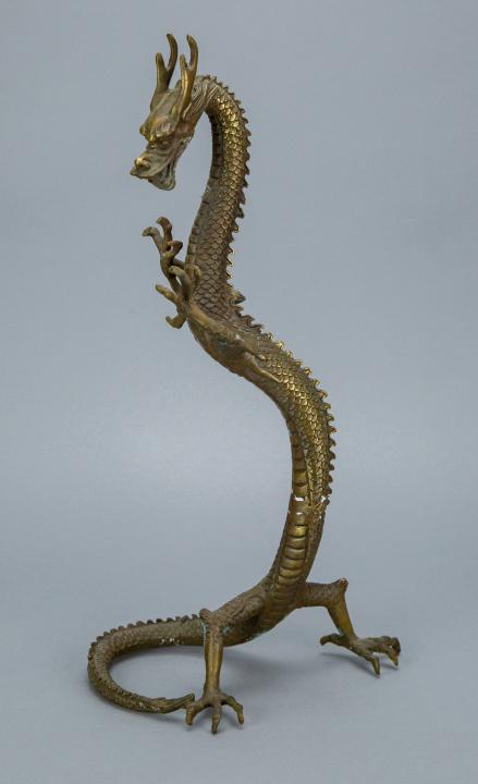 Vintage Brass Statue of Standing Dragon (1 of 7)