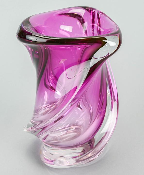 Val St. Lambert Signed 3 Ribbed Swirled Vase (1 of 7)