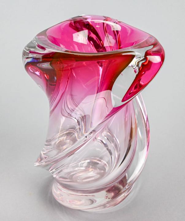 Val St. Lambert Signed 3 Ribbed Swirled Vase (1 of 7)