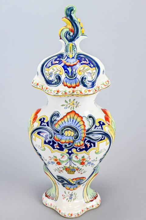 French Rouen Polychrome Faience Lidded Jar (1 of 11)
