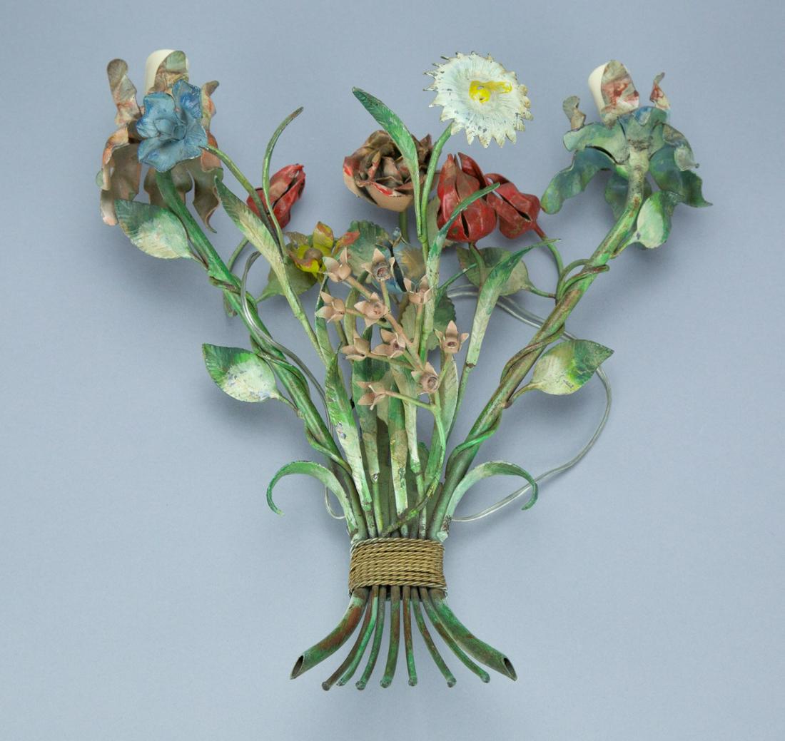 Antique Tole Hand Painted Floral Sconce (1 of 7)