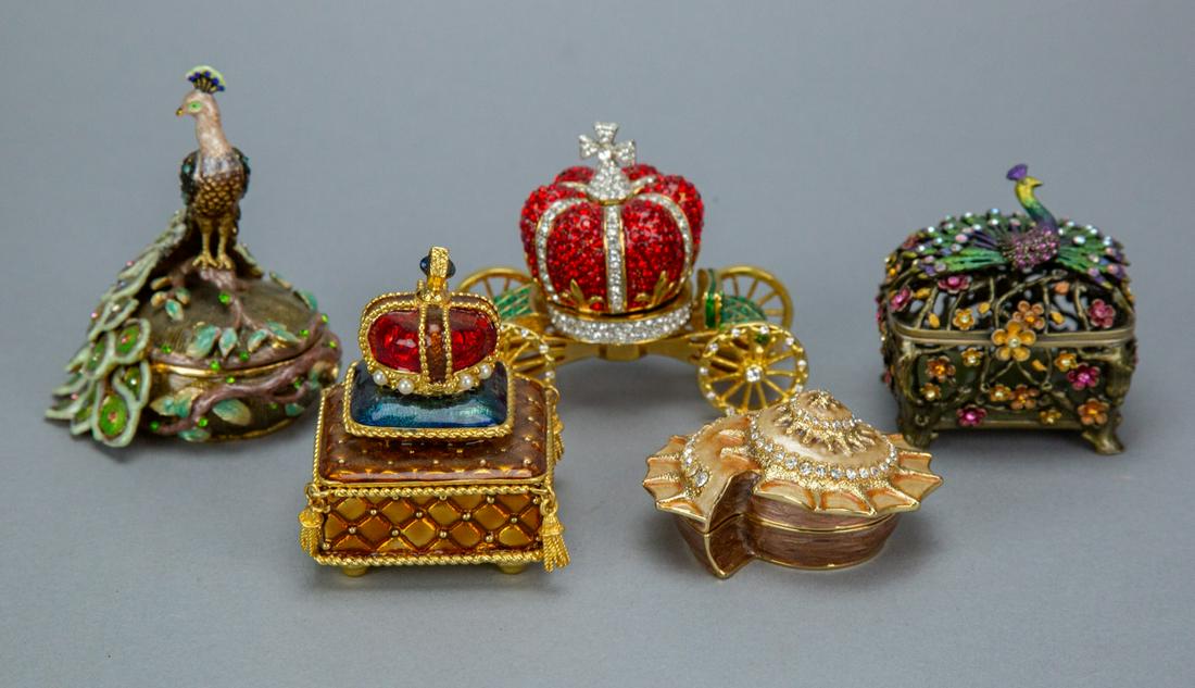 5 Enamel and Crystal Trinket Boxes (1 of 7)