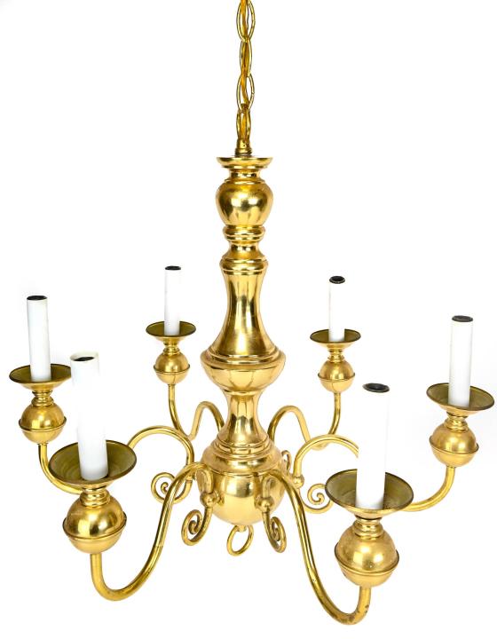 Brass Williamsburg 6 Light Chandelier (1 of 9)