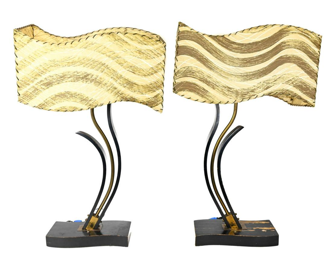 Pair Mid Century Modern Carved Table Lamps (1 of 11)