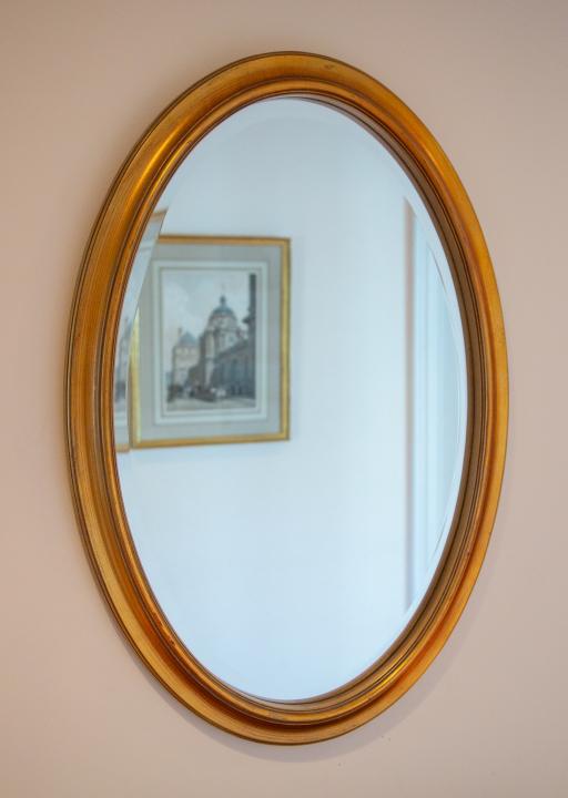 Vintage Italian Gilt Oval Beveled Wall Mirror (1 of 6)