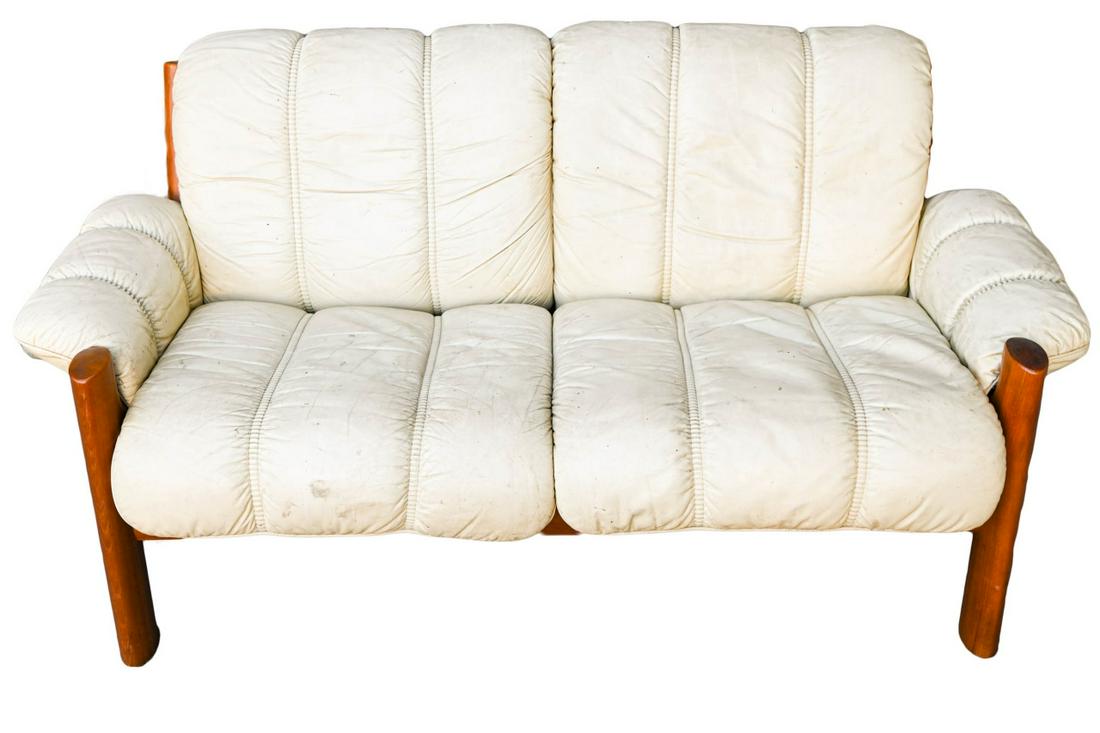 Mid Century Danish Ekornes Leather Teak Sofa (1 of 7)