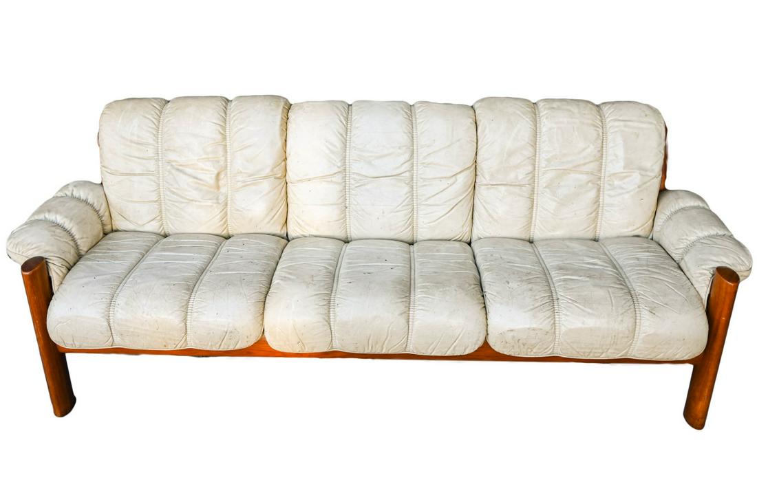 Mid Century Danish Ekornes Leather Teak Sofa (1 of 8)