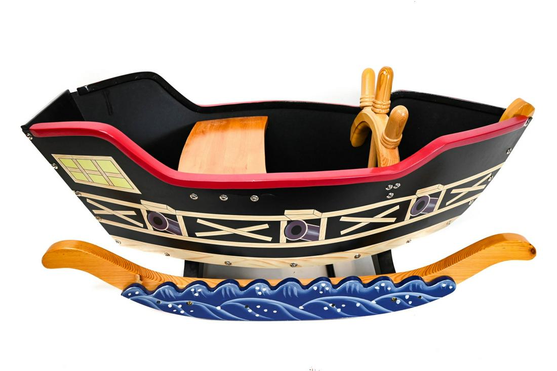 Guidecraft Pirate Ship Retro Rocker: Guidecraft Pirate Ship Retro RockerMeasures 15 inches x 37 inches x 14 inches.