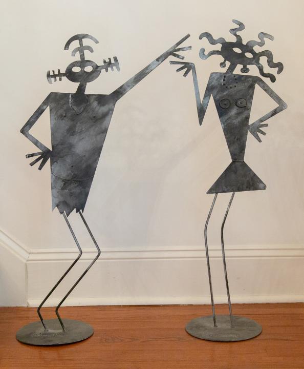 2 Rosemary Pozzi Franzetti Signed Metal Sculptures: 2 Rosemary Pozzi Franzetti Signed Dancing Metal Sculptures.Measures 36 inches x 24 inches x 9.5 inches.