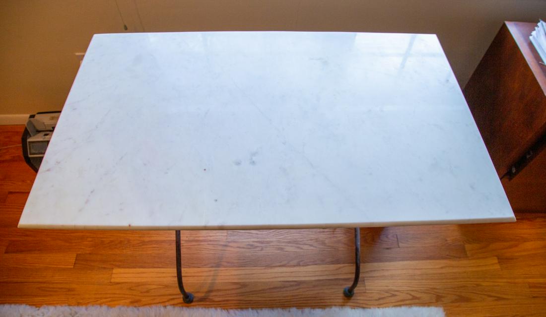 French Marble Top and Cast Iron Bistro Table (1 of 7)