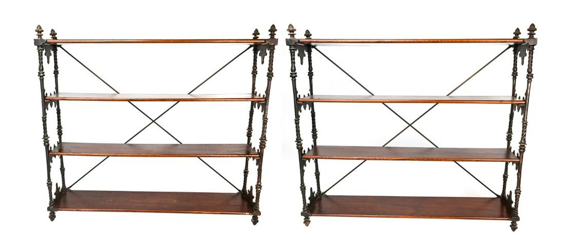 Pair Antique French Brass & Mahogany Etageres (1 of 9)