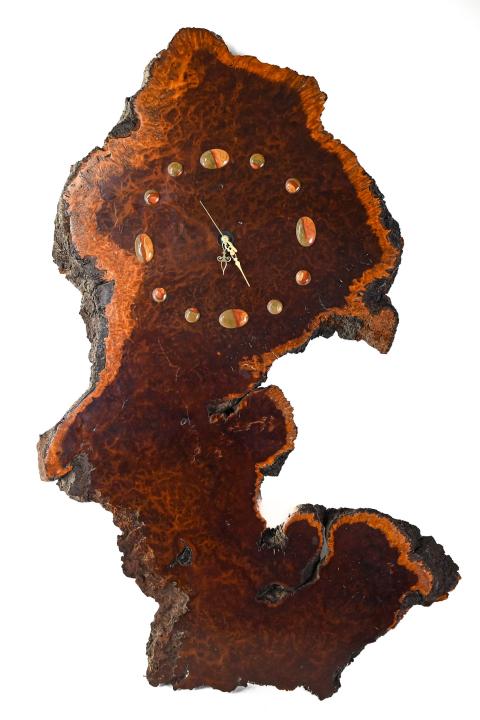 Vintage Rustic Red Wood Trunk Slab & Agate Clock (1 of 7)