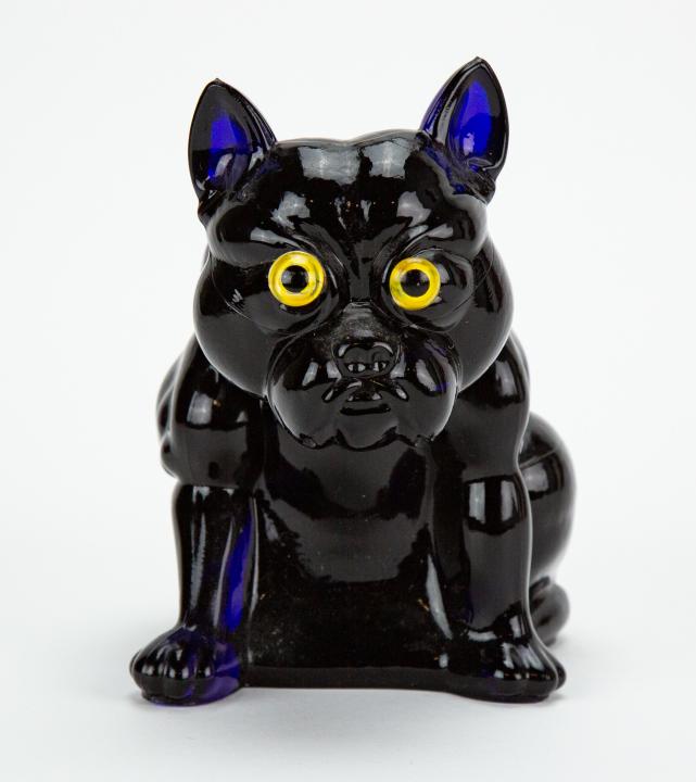 Murano Glass Cobalt Blue Bull Dog w Glass Eyes (1 of 5)