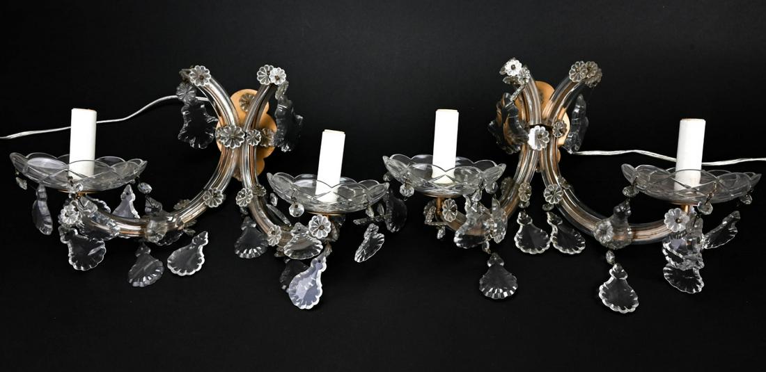 Pair Antique Venetian Glass Crystal Sconces (1 of 10)
