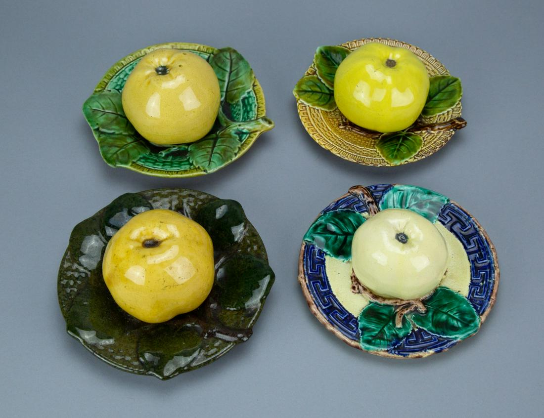 4 Vintage Majolica Inkwells or Candlestick Holders (1 of 6)