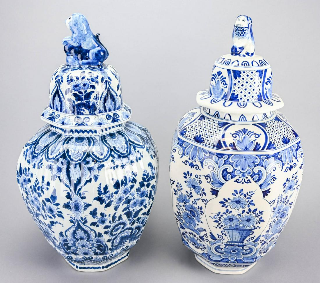 Pair Delft Chinoisserie Porcelain Ginger Jars (1 of 10)