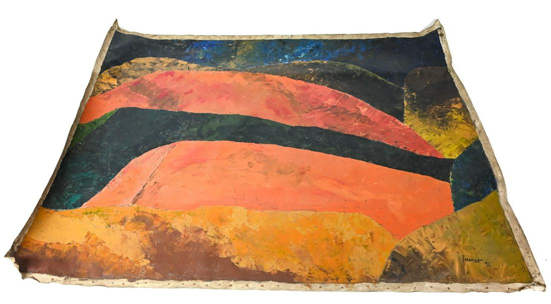 Akbar Padamsee Metascape Oil Painting on Canvas: Akbar Padamsee Metascape Abstract Oil Painting on Canvas, Unframed. 36 inches x 48 inches.