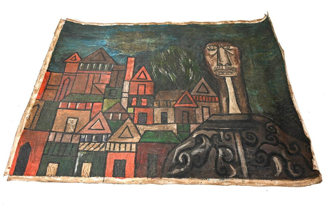 F.N. Souza Expressionist Oil Painting on Canvas (1 of 8)