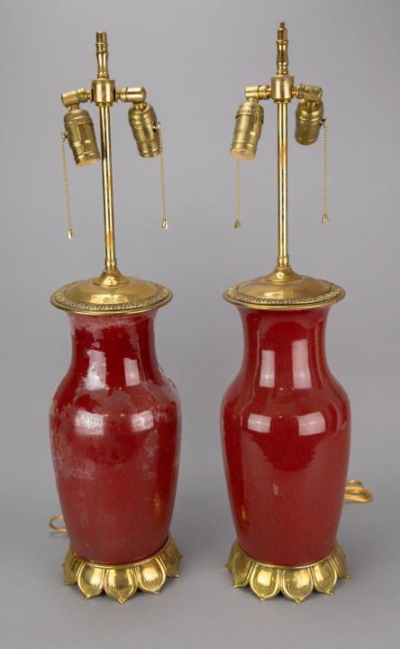 Pair Chinoisserie Porcelain & Brass Table Lamps (1 of 6)