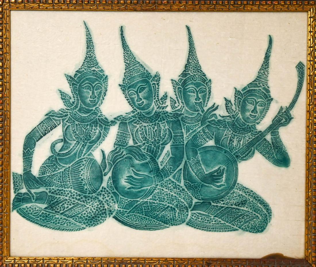 Vintage Framed Thai Temple Rubbing (1 of 7)