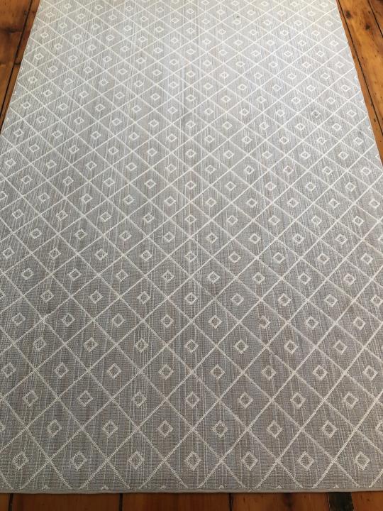 Man Made Blue & Ivory Patterned Carpet (1 of 3)