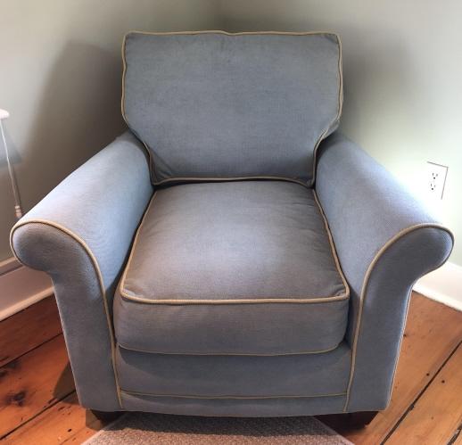 Contemporary Velour Club Chair w Piping Detail (1 of 5)