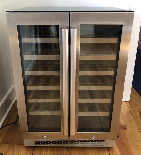 Avallon Free Standing 2 Door Wine Cooler: Avallon Free Standing or Install 2 Door Wine Cooler Model Number AWC241FD for 46 Bottles. In like new condition. 35 inches x 24 inches x 24 inches