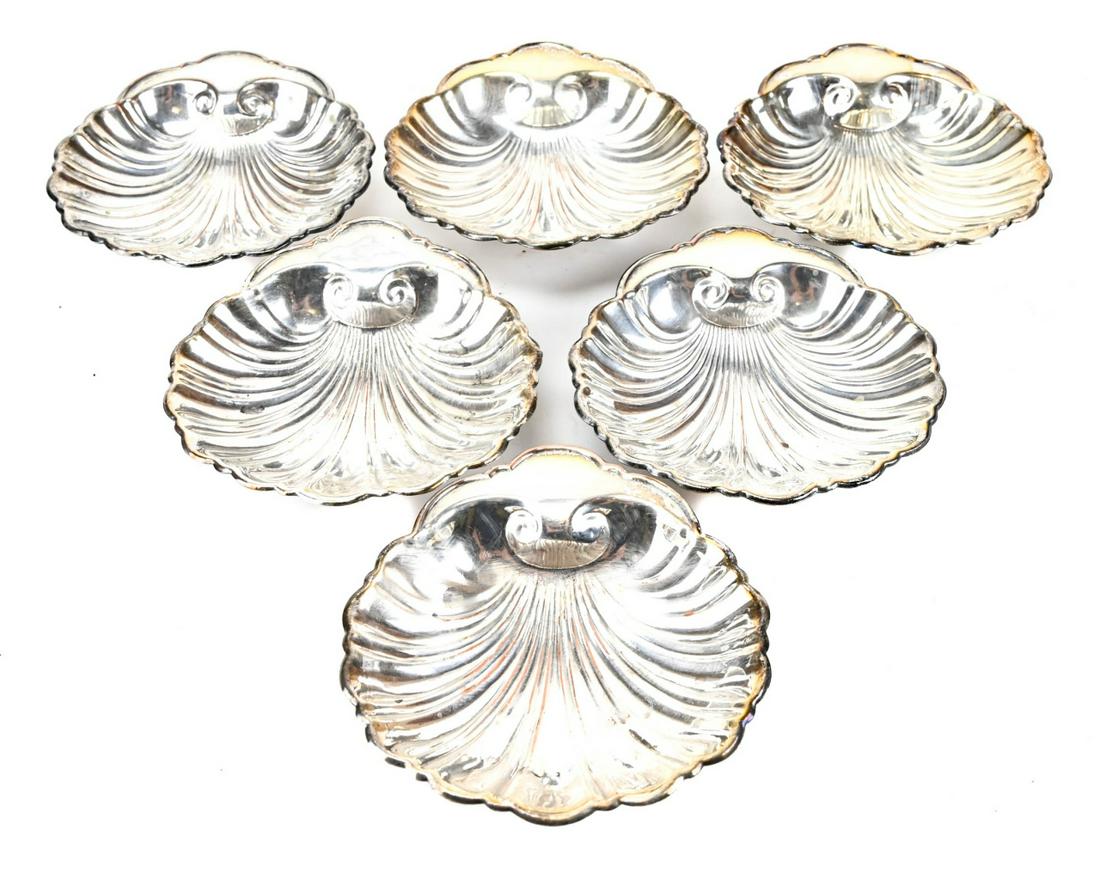 Set 6 Shell Form Footed Silver Plate Small Dishes (1 of 6)