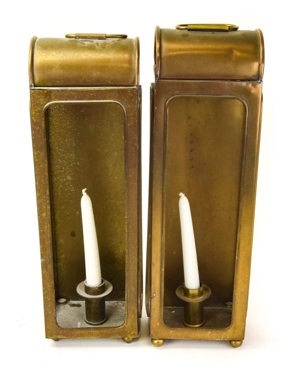 Pair Vintage Copper Hanging Candle Lanterns (1 of 6)