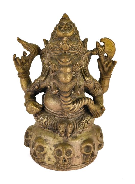 Antique Bronze Ganesh Statue with Skull Motif Base (1 of 9)