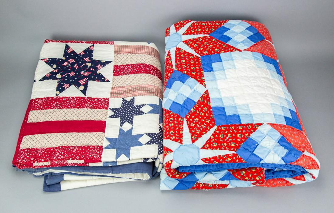 2 Vintage Hand Made Cotton Quilts (1 of 5)